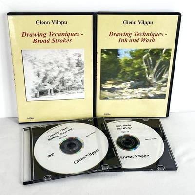 Glenn Vilppu 4-Set Drawing Techniques DVDs Broad Stokes Ink Trees Sky Water - Image 1 of 4