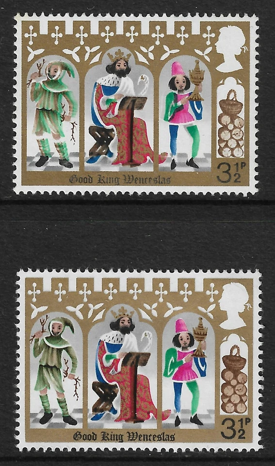 GB 1973 sg948 Navidad 3 1/2p Color Verde Cambio Error MNH B453 Foto 1 de 1