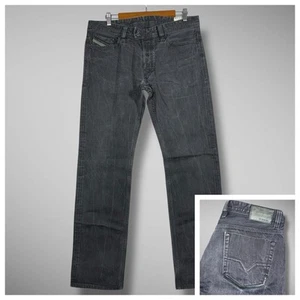 Diesel Black Straight Leg Jeans Mens 34x34 Viker R Box Leather Trim Pockets 8XE - Picture 1 of 14