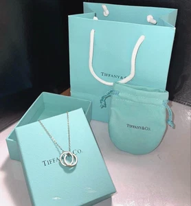 Tiffany & Co 1837 Interlocking Circles Necklace Sterling Silver 925 Box - Picture 1 of 5
