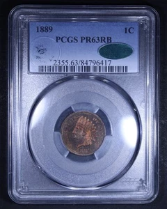 1889 Indian Head Cent - 1c PCGS PR63 RB CAC ✅ - Eagle Eye Photo Seal! - Picture 1 of 6