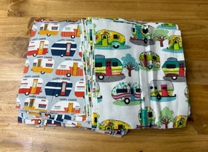 Fabric Lot 144 Flannel Squares Retro Camper Cotton - Picture 1 of 5