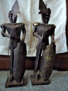 Vintage Metal Knight Conquistador  Sculptures Mexico - Picture 1 of 9