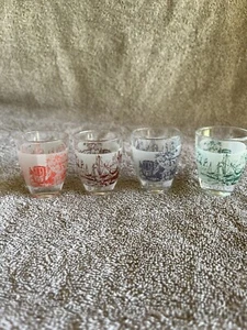 1950’s Varrerie Cristallerie D’Argues Vintage French Shot Glasses Frosted Set 4 - Picture 1 of 3