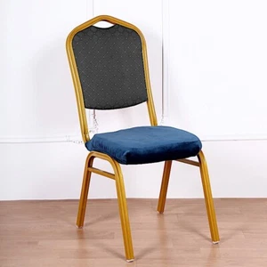 NAVY BLUE Stretchable Velvet CHAIR SEAT CUSHION COVER Party Home Decorations - Picture 1 of 8