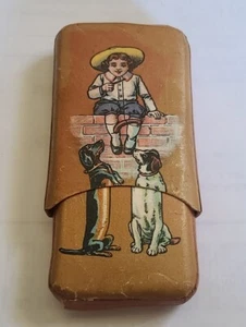 Rare Antique Eyeglass Case with Child & Dogs, Expandable! - Picture 1 of 5