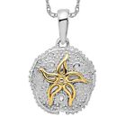925 Sterling Silver Large Sand Dollar Sea Star Starfish Necklace Charm Pendant