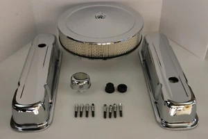 Pontiac Chrome Engine Dress Up Tall Valve Covers 14" Air Cleaner 350 389 400 455 - Picture 1 of 15