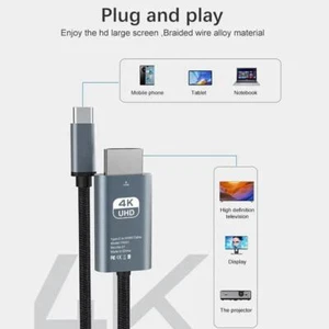 4K30Hz USB Type C to Projection Line 1080P HD TV Cable Adapter 2024 A4K7 Z7L0 - Zdjęcie 1 z 13