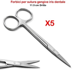 Forbici per sutura di dissezione del tessuto dentale per gengive iris dritto 5pz - Foto 1 di 5