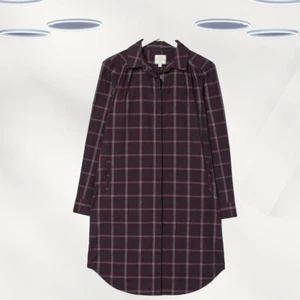 Ex Fat Face Women's Long Sleeve Check Shirt Dress In Plum - Picture 1 of 4