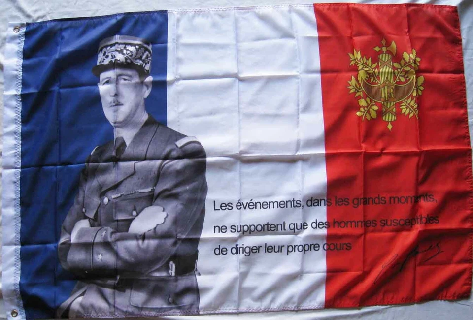 DRAPEAU FRANCE GENERAL DE GAULLE 150x90cm - Ref.22 - Photo 1/1