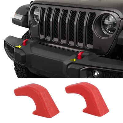 Front Factory Bumper Tow Hook Cover Trim For Jeep Wrangler JK JL JT 2007-23 Red - Image 1 of 4