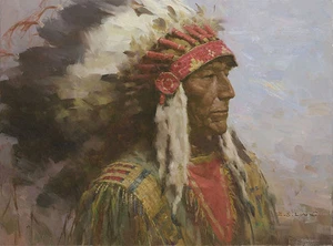 Z. S. Liang BRULE WARRIOR, Indianer, Giclée Canvas #4/45 - Bild 1 von 1