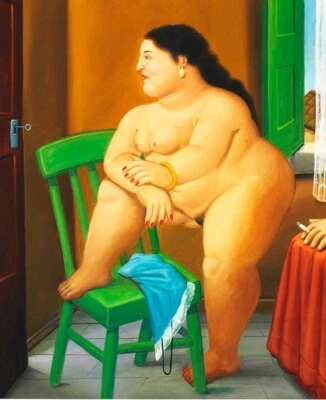 Arte de pared con impresión metálica HD de 16"x20". fernando botero mujer de pie Foto 1 de 3