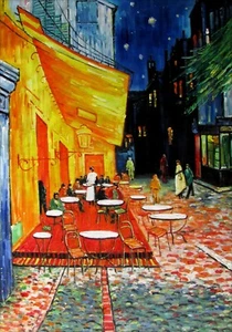 Vincent Van Gogh Cafe Terrace at Night Repro, Hand Painted Oil Painting 24x36in - Picture 1 of 2