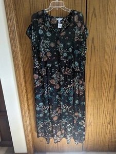 NWT $48 4X JC Penney Boutique Floral Sheer High/Low Dress - Picture 1 of 7