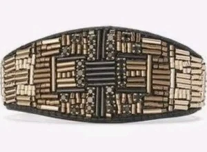 Stella & Dot Jewelry Hand Beaded Jasper Ombr Leather Cuff Bracelet Retail $69 - Picture 1 of 7