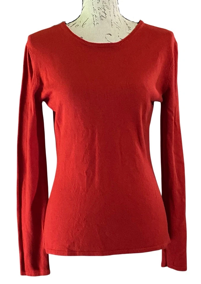 Suéter rojo ANN TAYLOR para mujer M minimalista cuello redondo mezcla seda y cachemir Foto 1 de 4