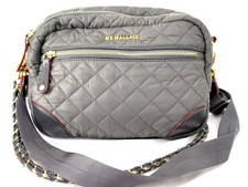 MZ WALLACE Crosby Small Magnet Grey Quilted Nylon Crossbody $325.00 #912