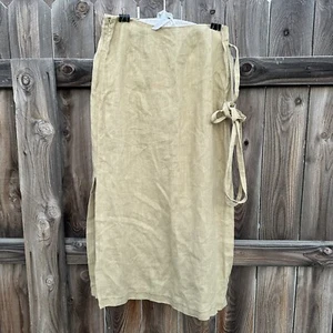 Company Ellen Tracy Linen Tan Maxi Skirt Sz 10 Slit Both Sides - Picture 1 of 9