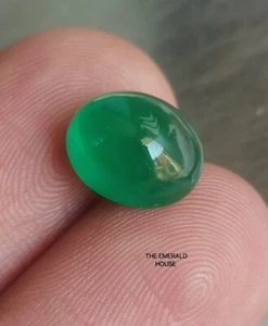 Esmeralda natural de Zambia cabujón ovalado 3,85 CTS sin tratar esmeralda suelta sin calefacción - Imagen 1 de 4