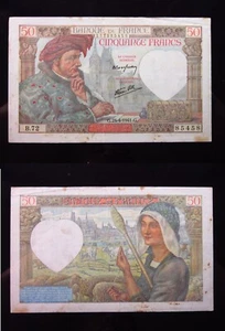 France 50 Francs 1941 h5458 P93 Banque Francaise Banknote Money - Picture 1 of 3