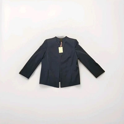 Jaqueta feminina Alex Marie nova com etiquetas fecho frontal azul marinho Wayne sarja crepe $129 MSRP - Imagem 1 de 4