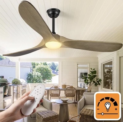 Haipeel 60 “ Ceiling Fan with Lights, Propeller Solid Wood, Bronze Gray NEW - Image 1 of 4