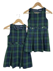 Lot Of 2 Lands End Hunter Plaid School Uniform Jumper Dress Size 6 - Picture 1 of 4