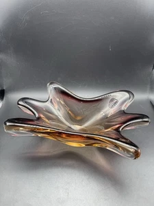 Vintage 60er MURANO mundgeblasene lila Töne italienische Kunstglas Schale Schale schwer - Bild 1 von 17