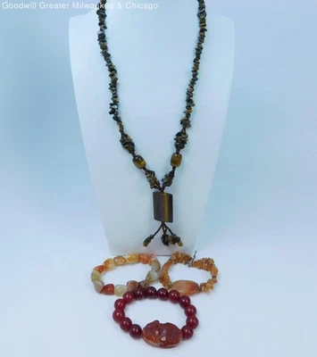 Joyería artesanal mixta de metales cornalina ágata y ojo de tigre 195,1 g Foto 1 de 4