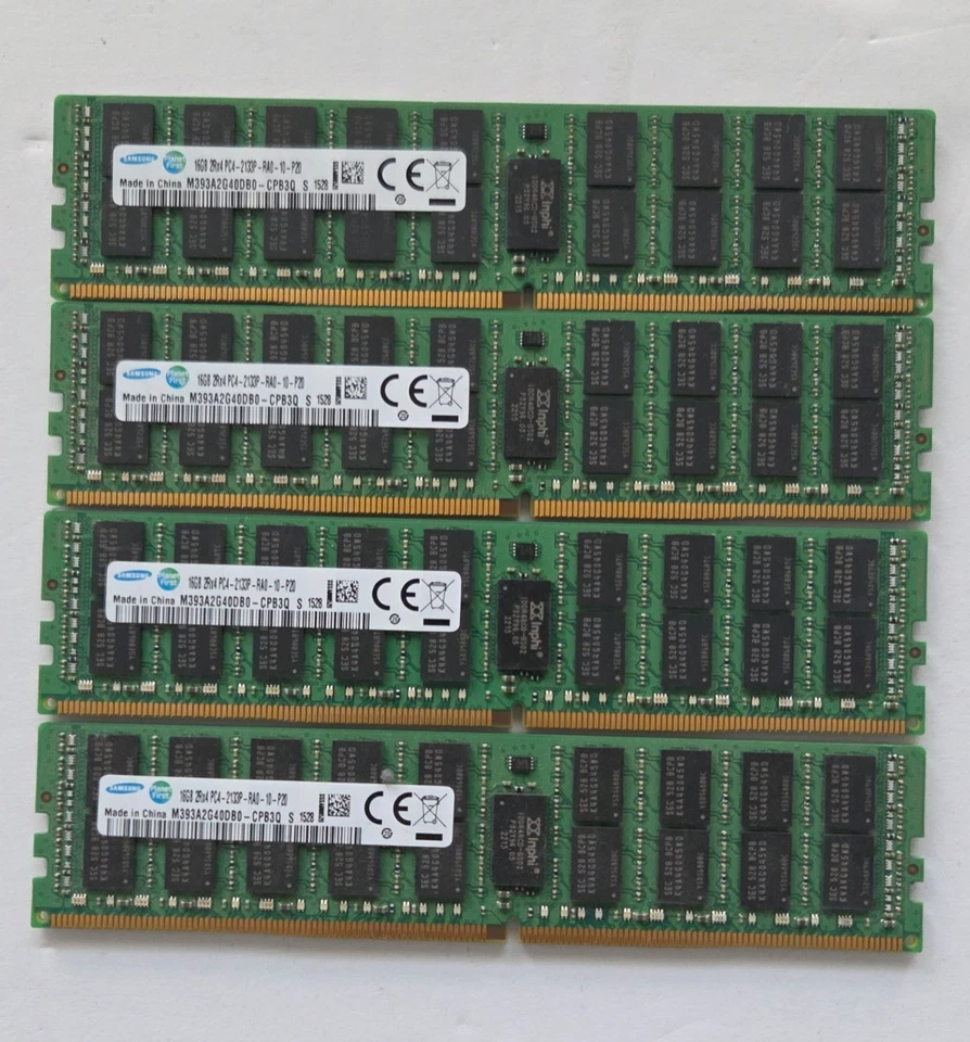 Samsung 64GB 16x4 PC4-2133P RDIMM DDR4-17000 ECC Servidor RAM M393A2G40DB0-CPB3Q Foto 1 de 1