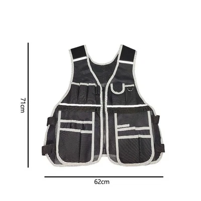Tool Vest Nylon Mesh Cloth Quick Release Zipper Adjustable Shoulder Straps - Image 1 of 4