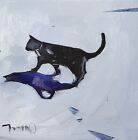 JOSE TRUJILLO Oil Painting IMPRESSIONISM Collectible ORIGINAL Black Cat nr