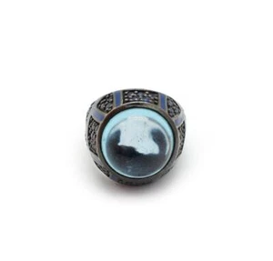 Mens Sterling Silver and Blue Cabochon Quartz Ring Size 7.25 - Picture 1 of 1