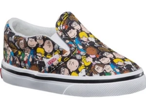 Vans Peanuts The Gang Black Skateboard Classic Slip On Toddler Kids SZ 4.5 NEW - Picture 1 of 5