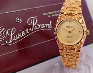 Vintage Dufonte by Lucien Piccard Quartz Genuine Diamond 24.5mm Watch, Paper Box - Picture 1 of 11