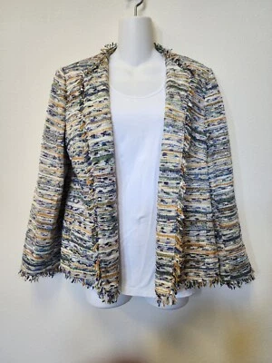 Chaqueta Blazer Alfred Dunner Petite Mujer 10P Tejida Hilo Deshilachado Forrado Oficina Bolsillos Foto 1 de 4