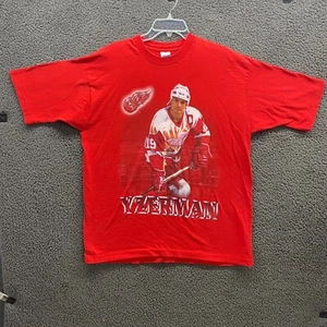 VTG 1996 Detroit Red Wings Steve Yzerman Salem Sports Single Stitch USA XL Red - Picture 1 of 17