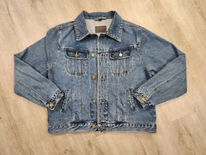 Vintage Lee Denim Jacket Blue Jean Trucker Mens Size Large  - Picture 1 of 11