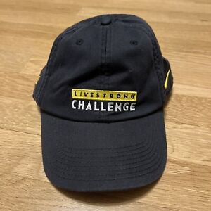 Nike Black Livestrong Challenge Logo Running Cycling Hat Dri-Fit Vintage Y2K Dad