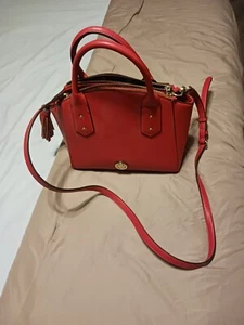 Anne Klein Red Leather Purse w Black and White Polk Lining*great condition - Picture 1 of 11