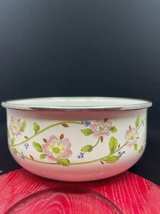 Vintage MCM Floral Kobe Kitchen Japan Nesting Bowl Pink Green Vines - Picture 1 of 4