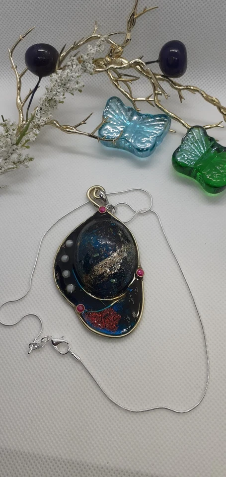 collana resina peso 21 gr. collana argento- L.18 cm dim 8x5 - Immagine 1 di 1