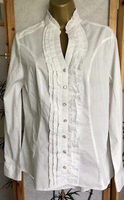 Joe Browns White Victorian Vintage Style Ruffle Blouse UK 12 Steampunk - Image 1 of 4