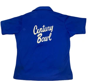 Vintage 1970s King Louie Bowling Shirt L Blue Century Bowl 100% Polyester - Picture 1 of 6