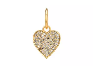 Graziosa Diamante Placcato Oro Ciondolo a Cuore 925 Argento Sterling Mini Regali - Foto 1 di 4
