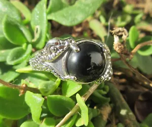 Ω Anello Serpente Divora Neri Onice Argento Sterling 925 TG 18,8 - Foto 1 di 10