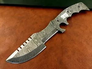 Handmade Damascus Steel Tracker Blade Blank-Knife-Heat Treated-B287 - Picture 1 of 4